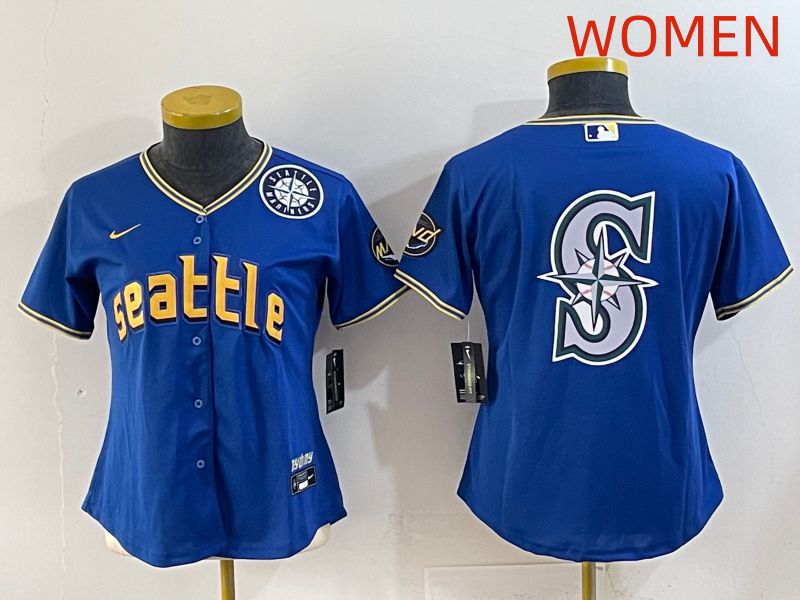 Women 2025 Seattle Mariners Blank Blue City Edition Nike MLB Jersey style 7